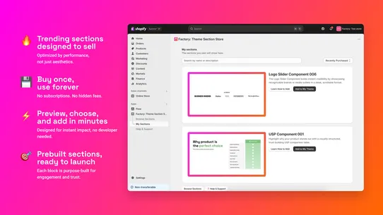Factory: Theme Section Store screenshot