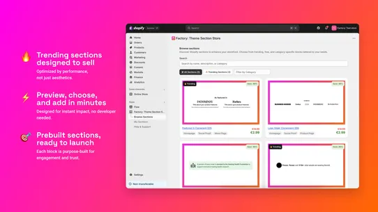 Factory: Theme Section Store screenshot