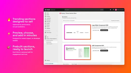 Factory: Theme Section Store screenshot