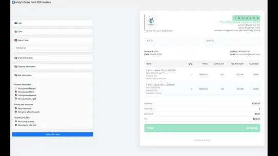 witty5 Order Print PDF Invoice screenshot