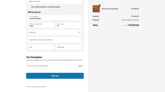F: VAT Exempt Europe B2B screenshot