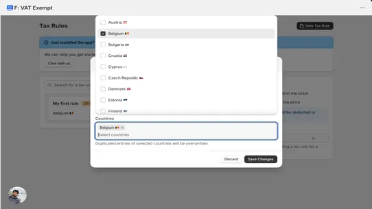 F: VAT Exempt Europe B2B screenshot