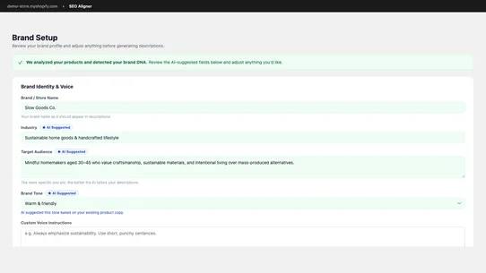 AI Product Description screenshot