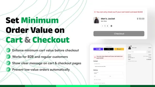 BTB Minimum Order Value screenshot