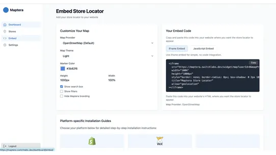 Maptera Store Locator screenshot