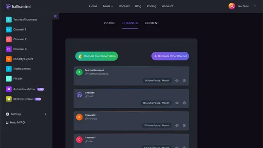 Trafficontent‑ Blog automation screenshot