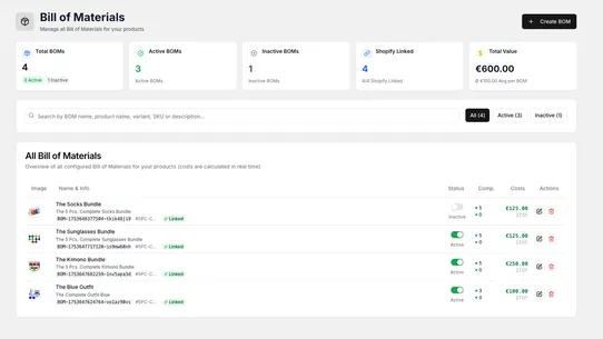 Assemblified Bill of Materials screenshot