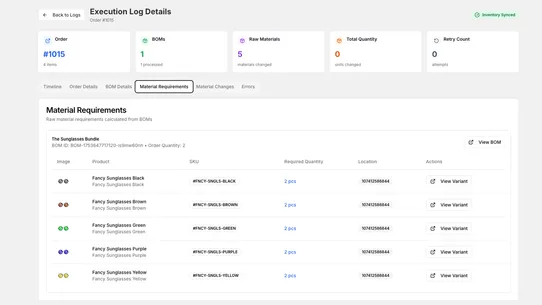 Assemblified Bill of Materials screenshot