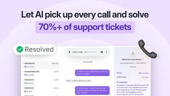 Ringly.io ‑ AI Phone Support screenshot