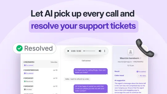 Ringly.io ‑ AI Phone Support screenshot