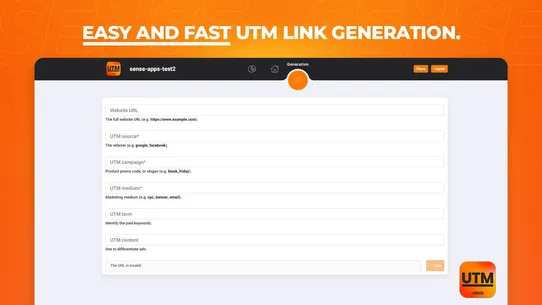 Sense UTM Analytics screenshot