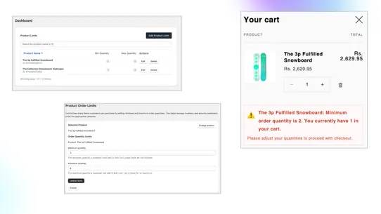 ShopForge Min Max Order Limits screenshot