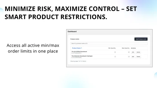ShopForge Min Max Order Limits screenshot