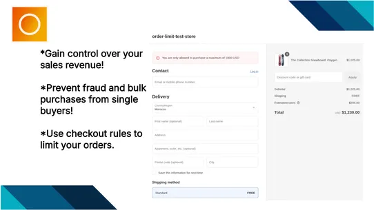 AZ Order Limits Quantity MOQ screenshot