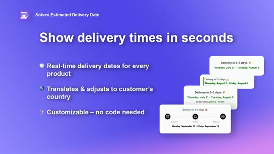 Solvex Estimated Delivery Date screenshot