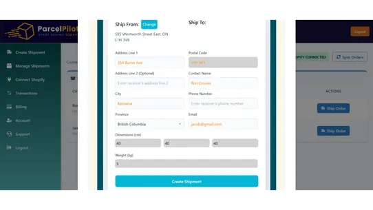 Parcel Pilot screenshot