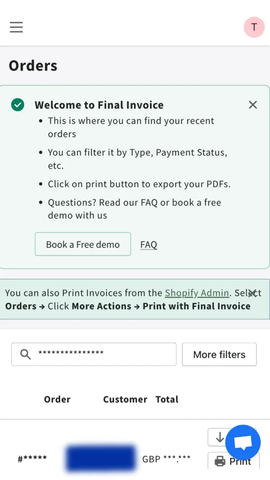 F: PDF Invoice ‑ Order Printer screenshot