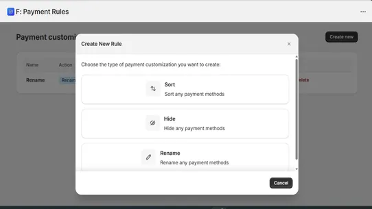 F: Hide &amp; Reorder Payments screenshot