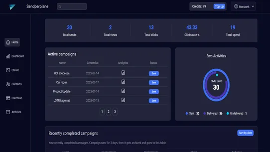 Sendperplane screenshot