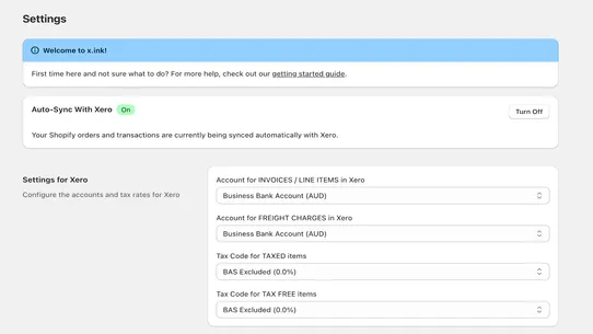 x.ink ‑ Xero Integration screenshot