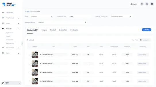 Dropshipbot screenshot