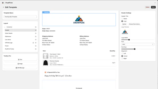 PostPrint Packing Slips screenshot