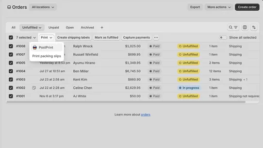 PostPrint Packing Slips screenshot