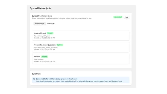 Multi‑store Metaobjects screenshot