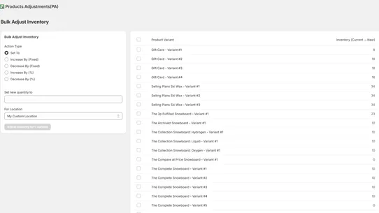 Products Adjustments(PA) screenshot