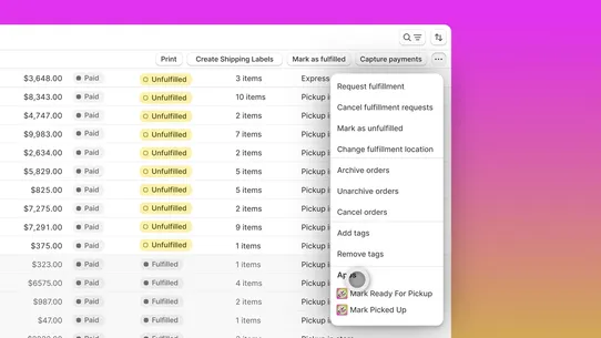Gizmo: Bulk Pickup Manager screenshot