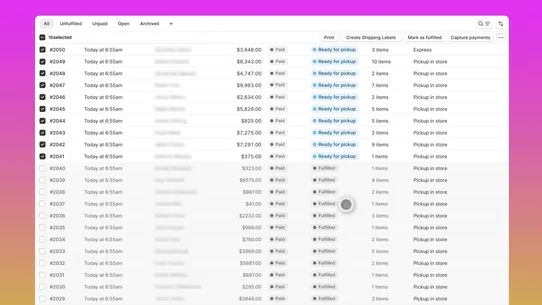 Gizmo: Bulk Pickup Manager screenshot