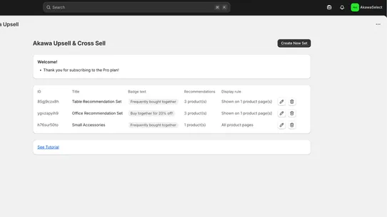 Akawa Upsell &amp; Cross Sell screenshot