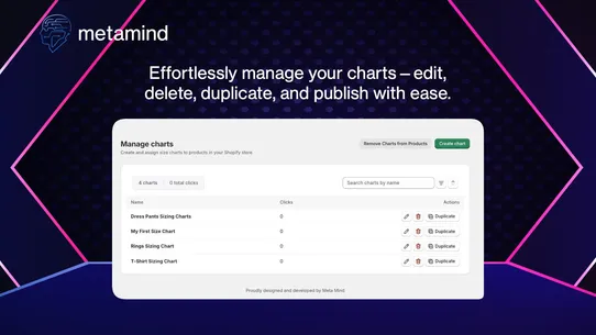 MetaMind Size Chart screenshot
