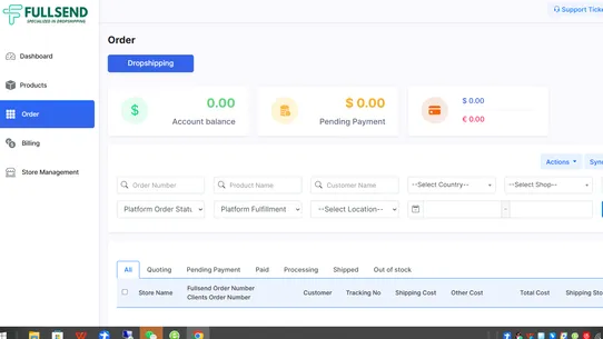 Fullsend Dropshipping screenshot