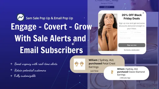 Sam Sales Pop up Social Proof screenshot