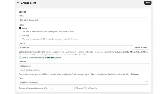 Neutek Slack Alerts screenshot