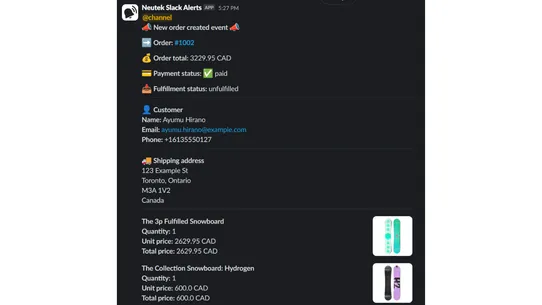 Neutek Slack Alerts screenshot