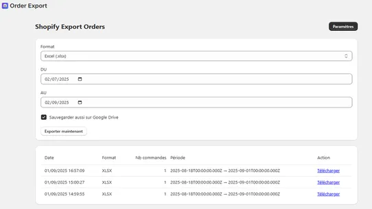 Smart Order Export screenshot