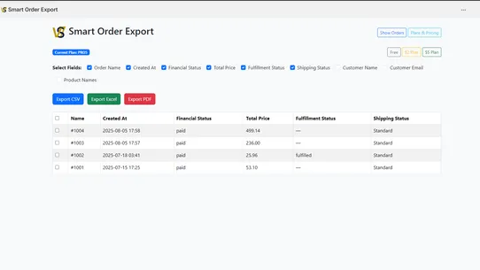 Smart Order Export screenshot
