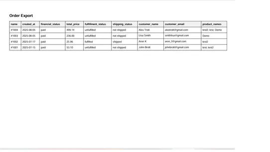 Smart Order Export screenshot