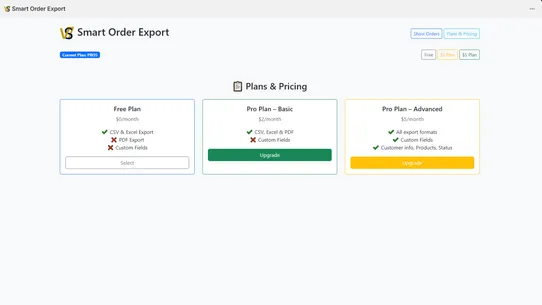 Smart Order Export screenshot