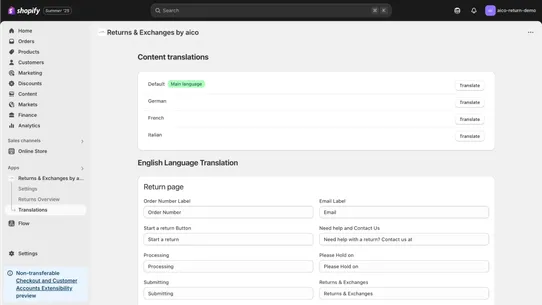 Returns &amp; Exchanges by aico screenshot