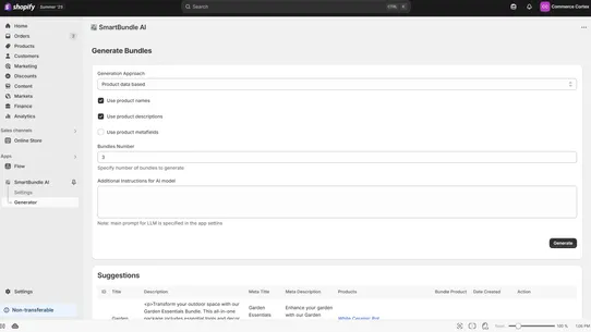 CommerceCortex Smart Bundle AI screenshot