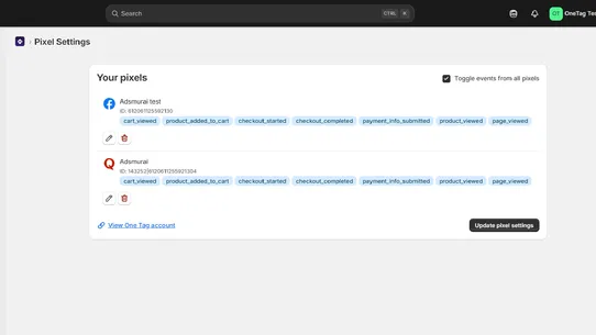 Adsmurai One Tag ‑ Tracking screenshot