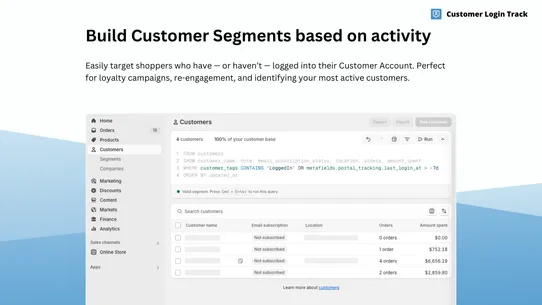 Customer Login Track screenshot