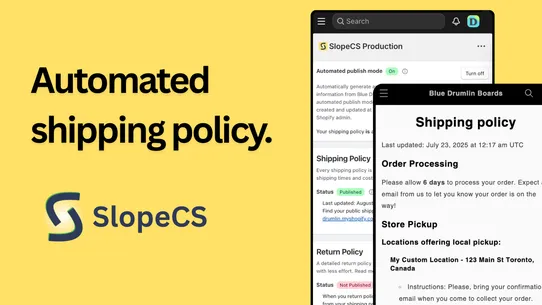 SlopeCS Shipping Policy screenshot