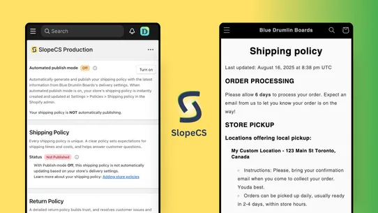 SlopeCS Shipping Policy screenshot