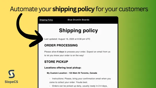 SlopeCS Shipping Policy screenshot