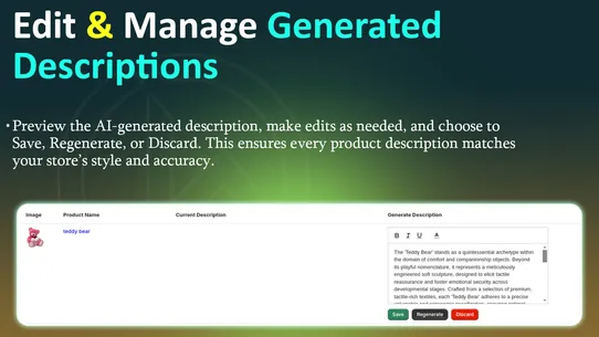WBL ‑ AI Product Desc Gemini screenshot