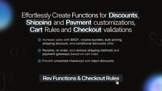 Rev Functions &amp; Checkout Rules screenshot